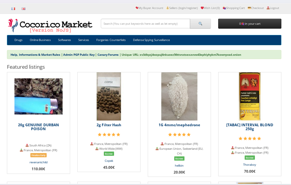 Cocorico marketplace main page