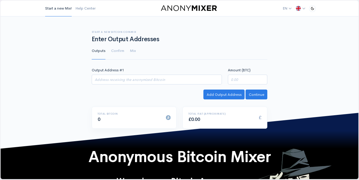 Anonymixer website main page Anonymixer website main page
