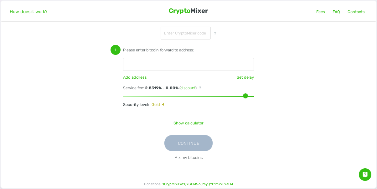 Cryptomixer main page